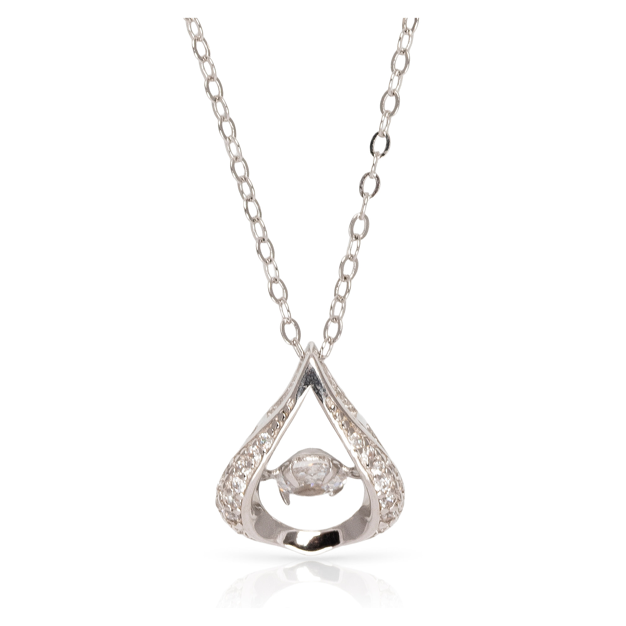 Collar de plata de ley 925 con colgante de lágrima con circón y cierre de resorte.
