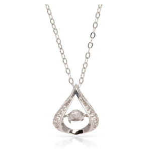 Collar de plata de ley 925 con colgante de lágrima con circón y cierre de resorte.