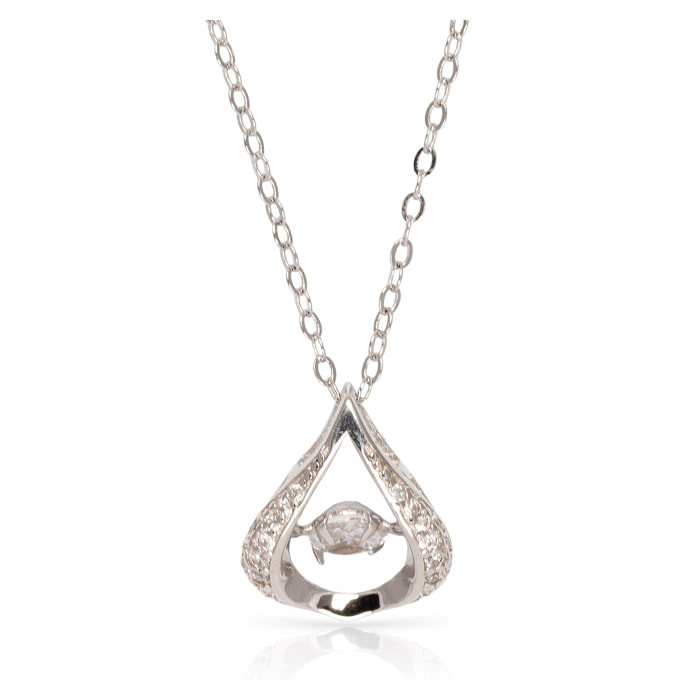 Collar de plata de ley 925 con colgante de lágrima con circón y cierre de resorte.