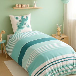 Parure De Housse De Couette 100% Coton 2pcs Louma - Bleu Canard