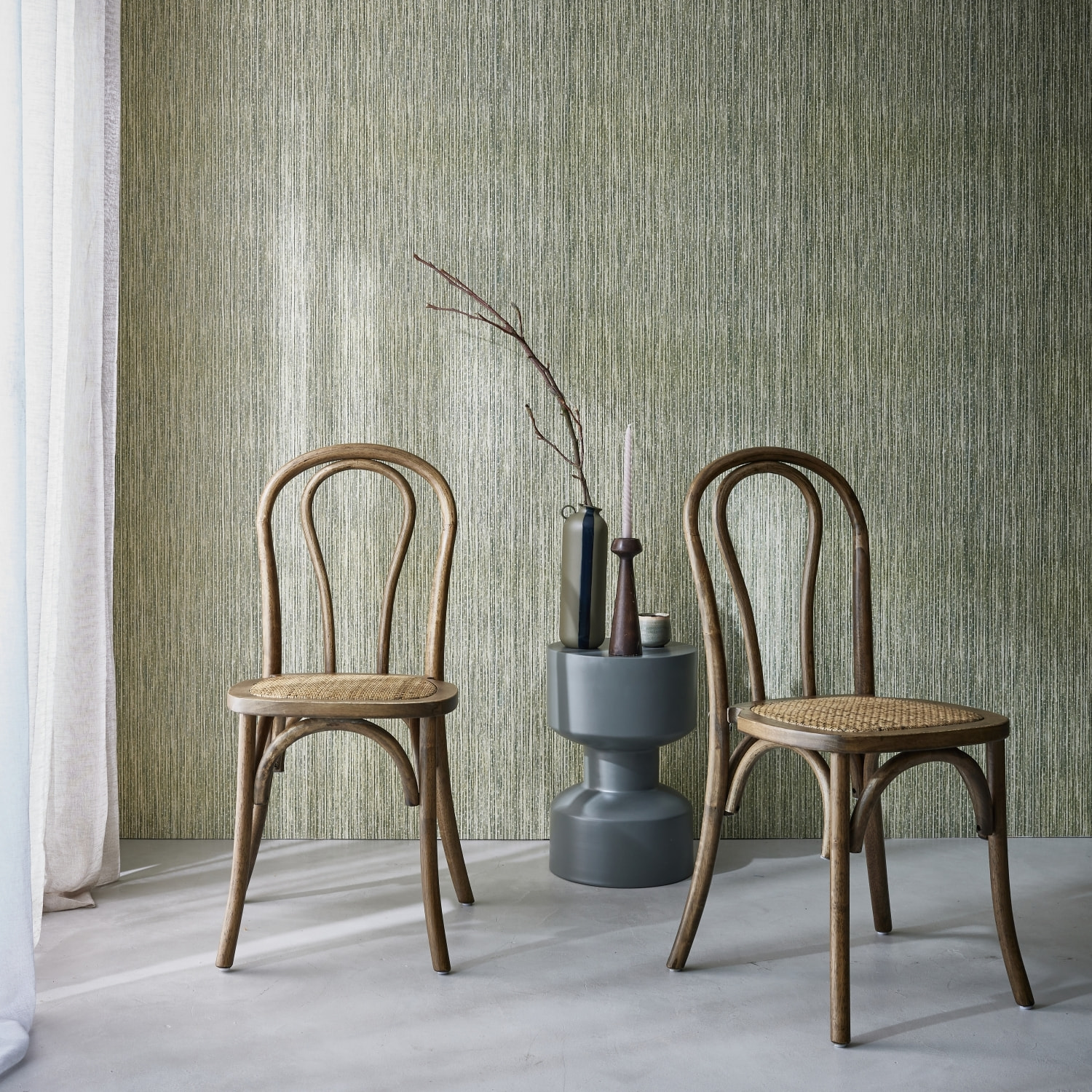 Chaise vintage bois et rotin (lot de 2) BASTILLE