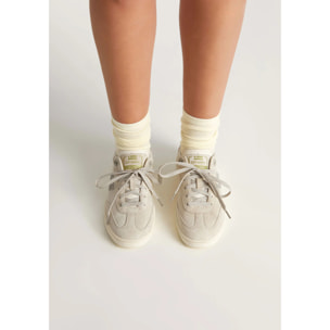 Zapatillas Deportivas Unisex de Piel Con Forro Técnico Rebel Basic Flag Crema