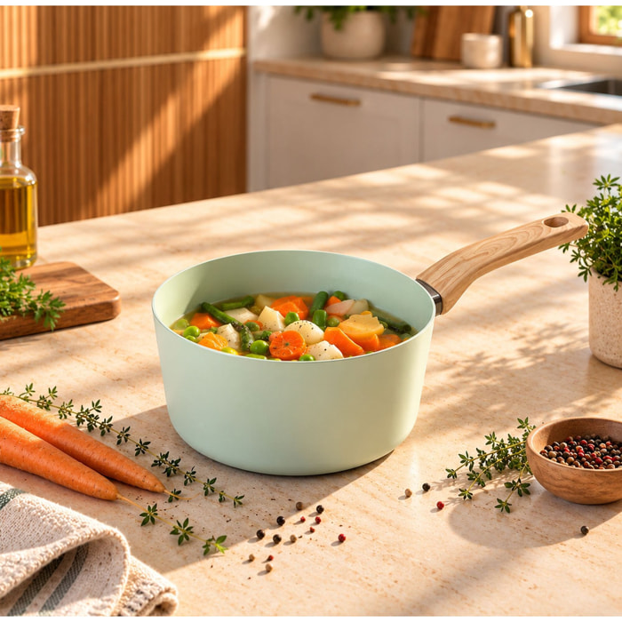 Casserole 20cm avec revêtement céramique céladon - tous feux COLORAMA