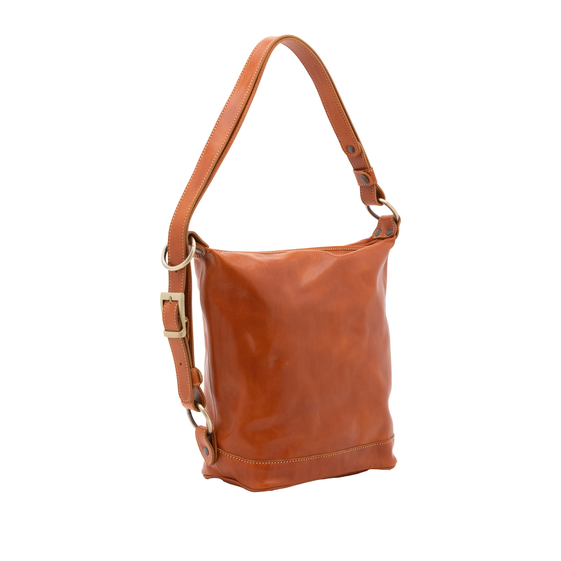 Borsa a secchiello  da donna In Vera pelle Made in Italy 34x33x15 cm