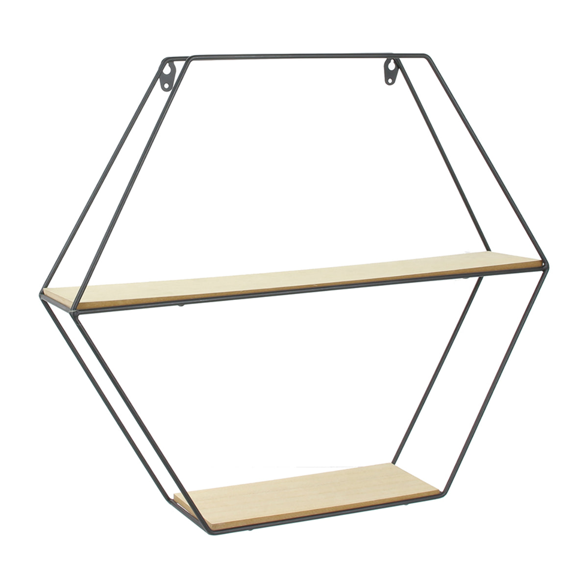 Etagere Bois Metal Hexagonale 46x10x40cm