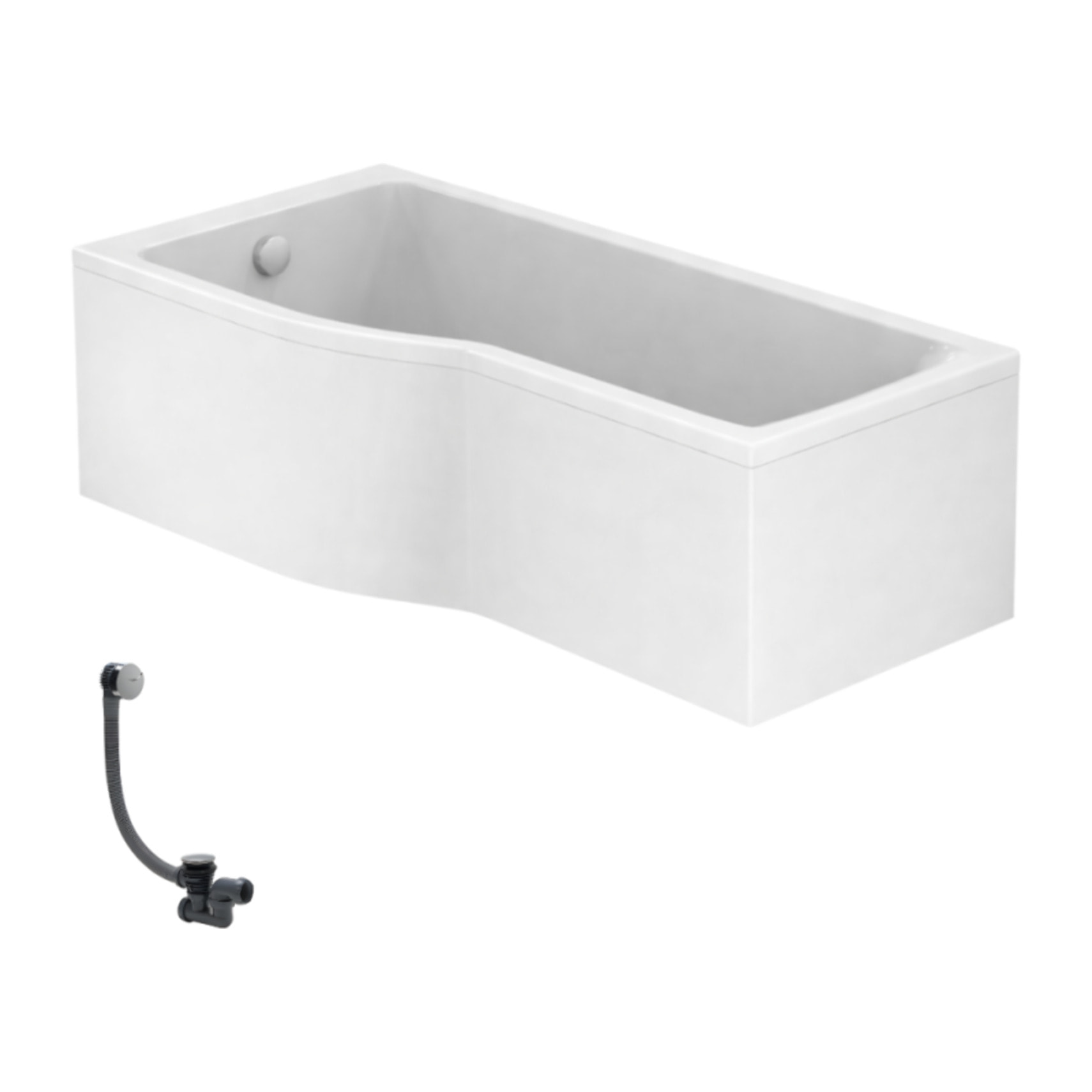 Baignoire bain douche 150 x 80 cm gauche Connect Air + tablier + vidage Chromé