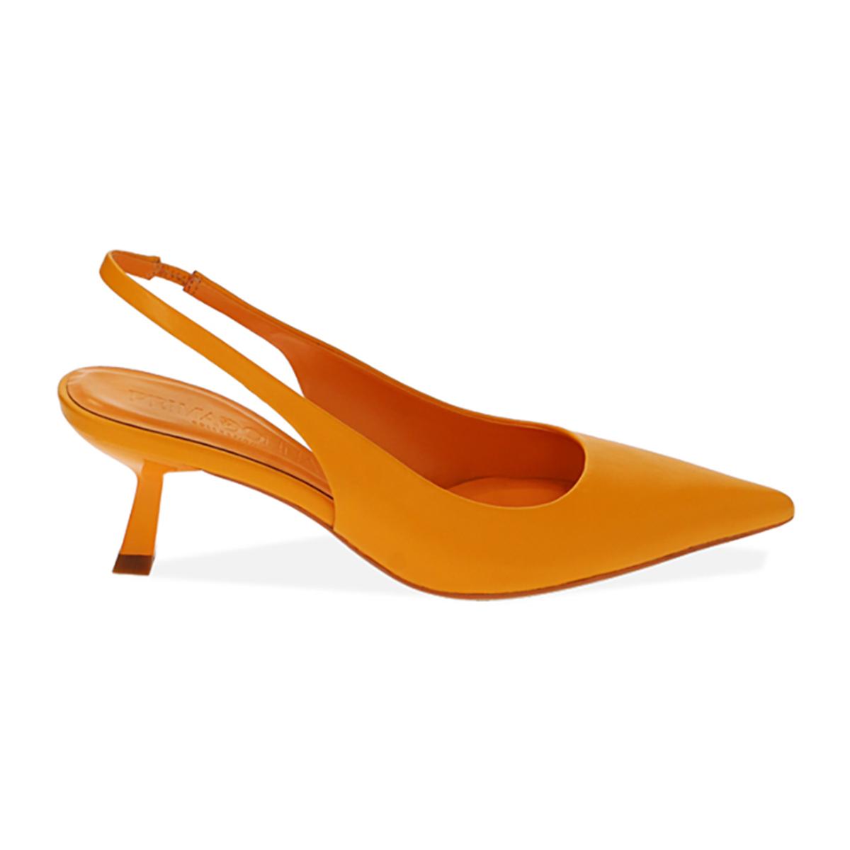 Décolleté slingback arancio, tacco 6 cm