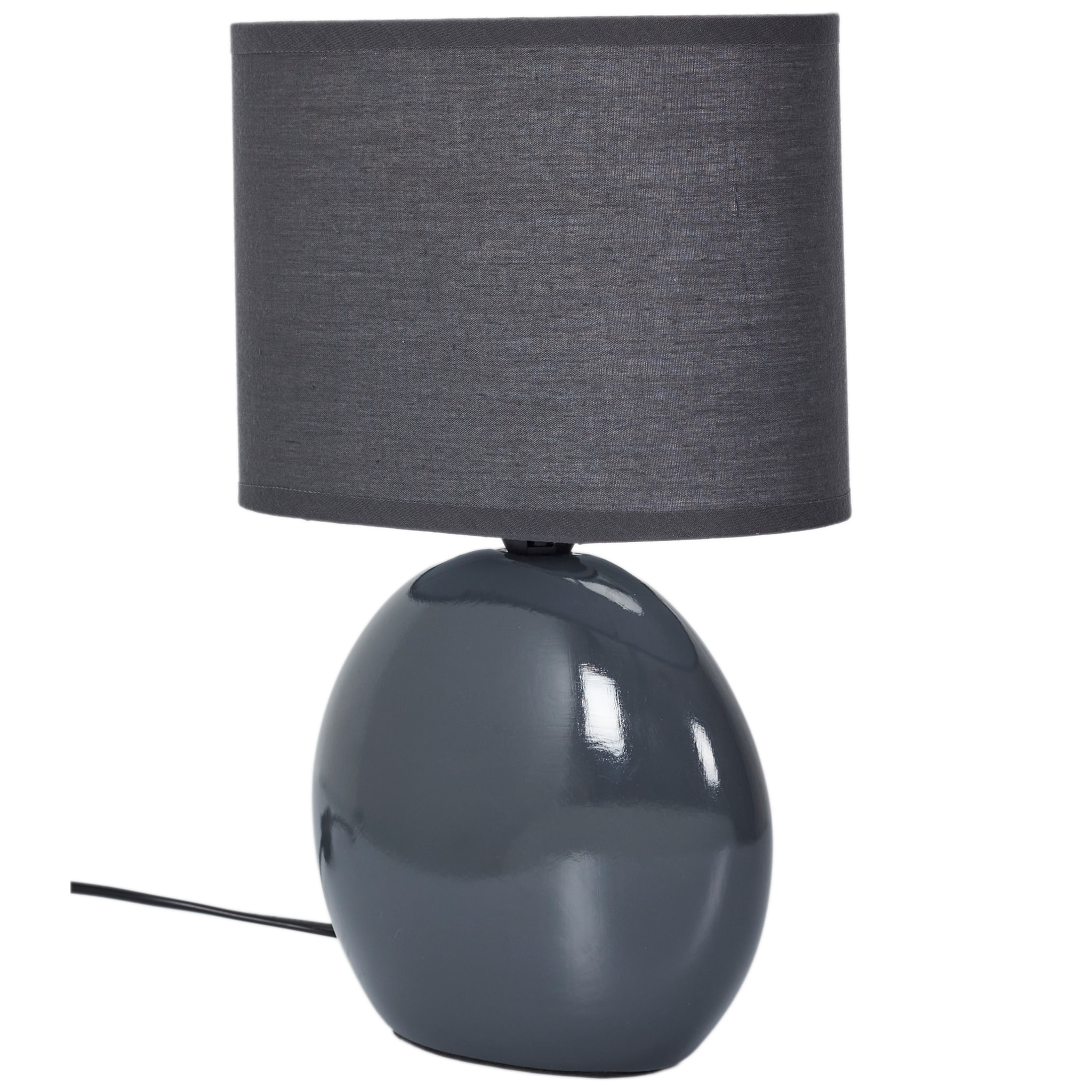 Lampe Ceramique Ovale Gris Antracite H30cm
