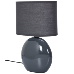 Lampe Ceramique Ovale Gris Antracite H30cm