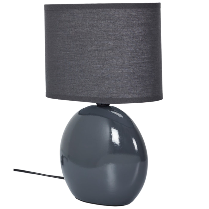 Lampe Ceramique Ovale Gris Antracite H30cm