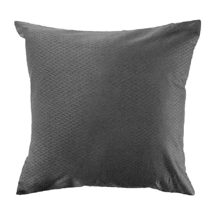 Taie d'oreiller satin de coton motif jacquard anthracite Vibrato metal