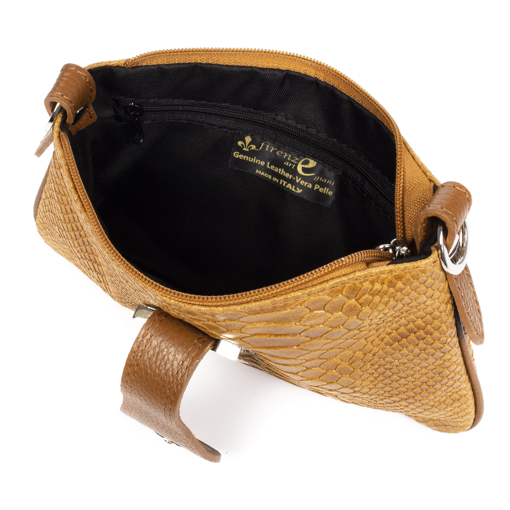 FIRENZE ARTEGIANI Allerona Borsa a Mano da Donna. Vera Pelle Scamosciata Incisione Serpente Made in Italy 24x2x14 Cm. Colore: pelle