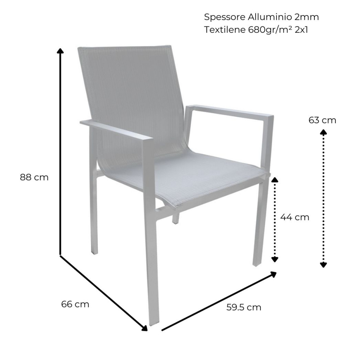 Set da 4 sedie in alluminio da esterno Selly bianche