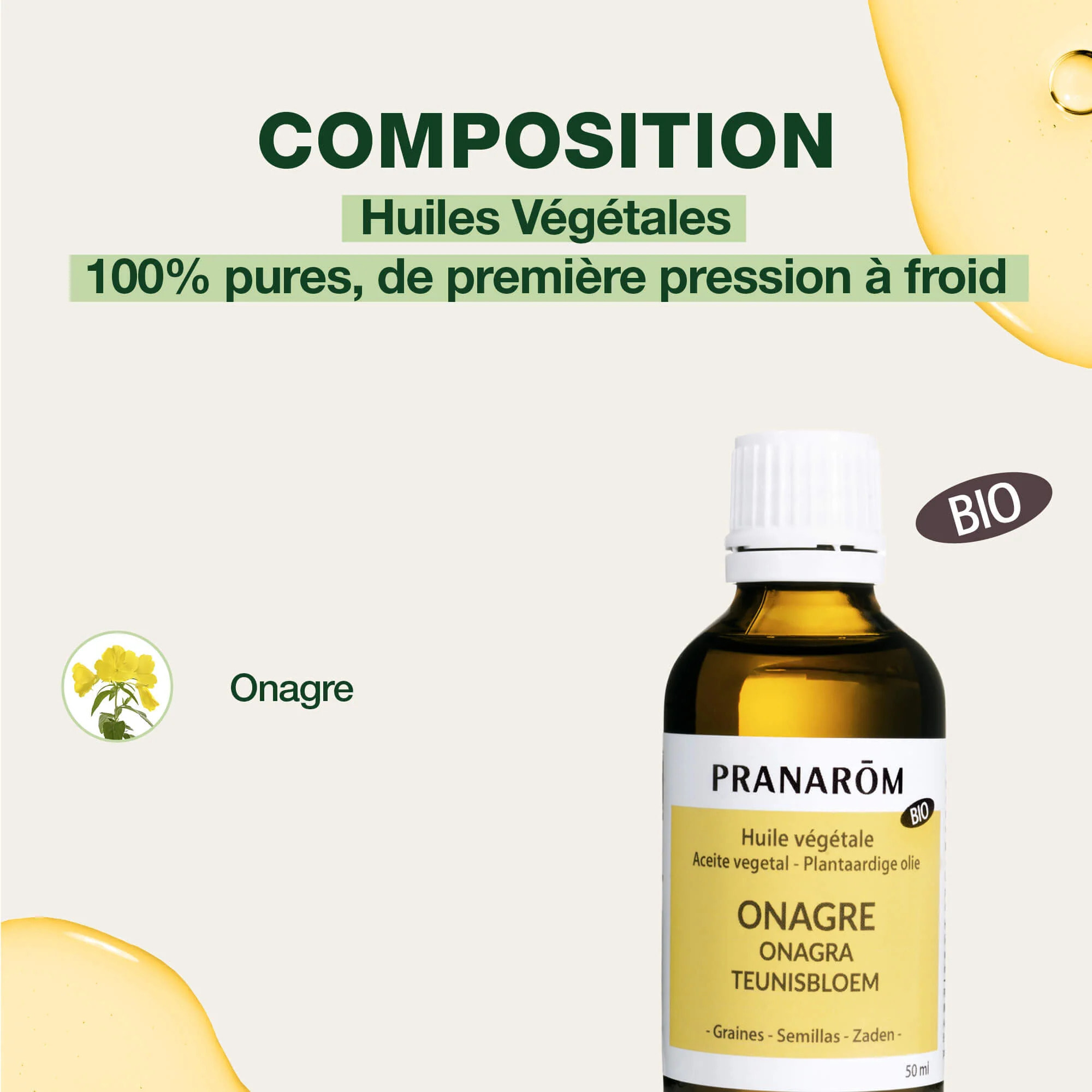 Pranarom - Huile Végétale d'Onagre - Bio - 50 ml