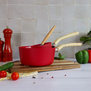 Casserole en revêtement céramique 18cm rouge - tous feux COLORAMA