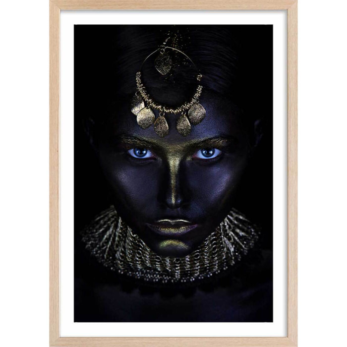 Affiche d'art gold queen Affiche + cadre en bois - Chêne