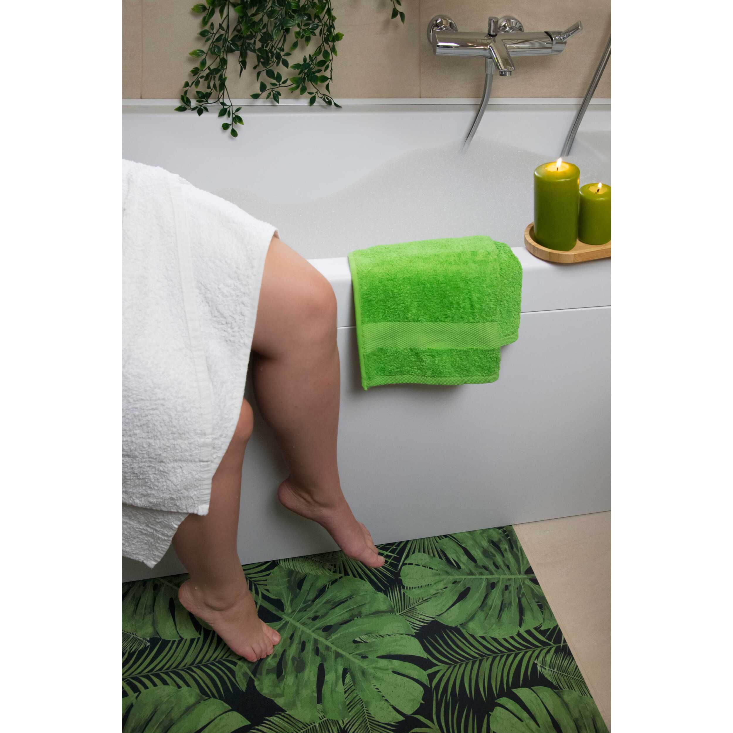 Tappeto da Bagno Soft Excelsa- Foliage, Gomma Verde