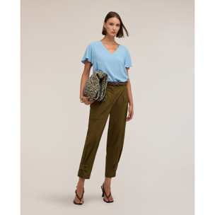 Motivi - Blusa con scollo a V e maniche a volo - Azzurro