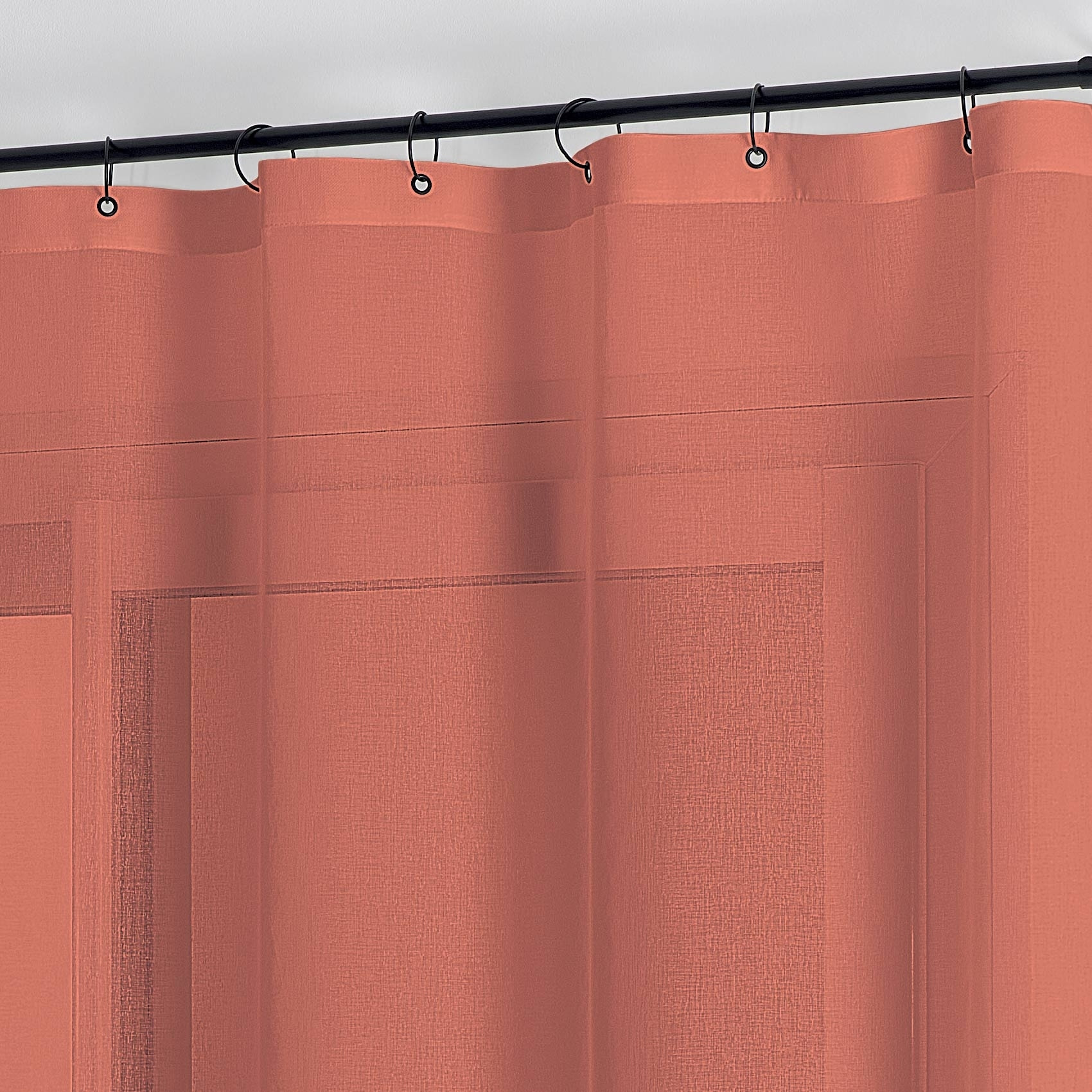 Voilage à anneaux noirs amovibles - Terracotta