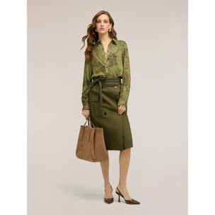 Motivi - Camisa de satén con estampado - Verde militare