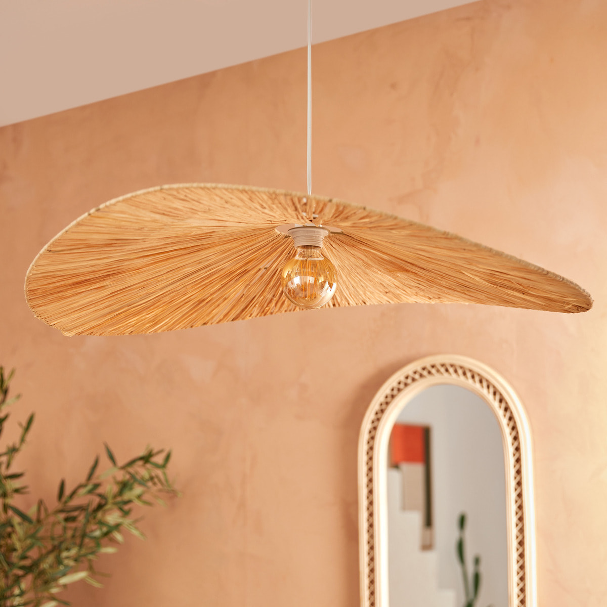 Suspension "Orane" raphia beige D78cm