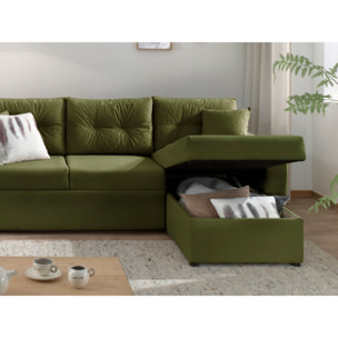 Astoria - canapé d'angle réversible - convertible avec coffre - style contemporain- 4 places - Vert Olive