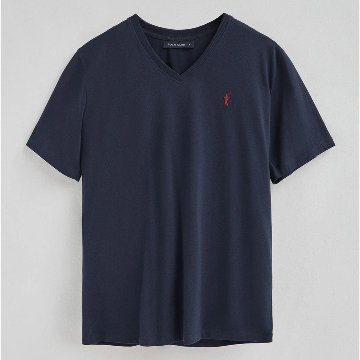 Camiseta azul marino con cuello pico y bordado Rigby Go