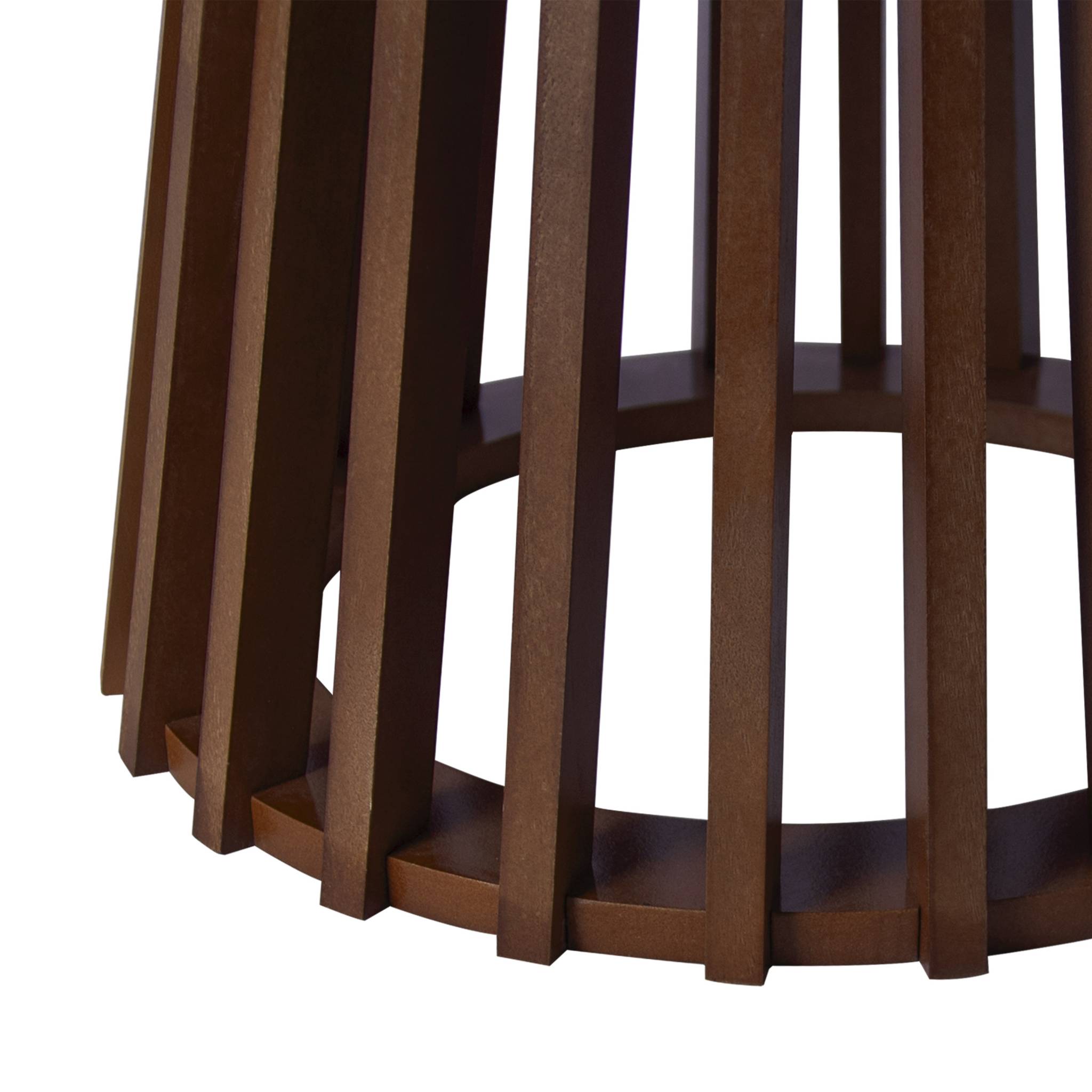 Set de 2 tables basses rondes plateau effet bois noyer et pieds en bois de sapin. Ø40cm et Ø60cm