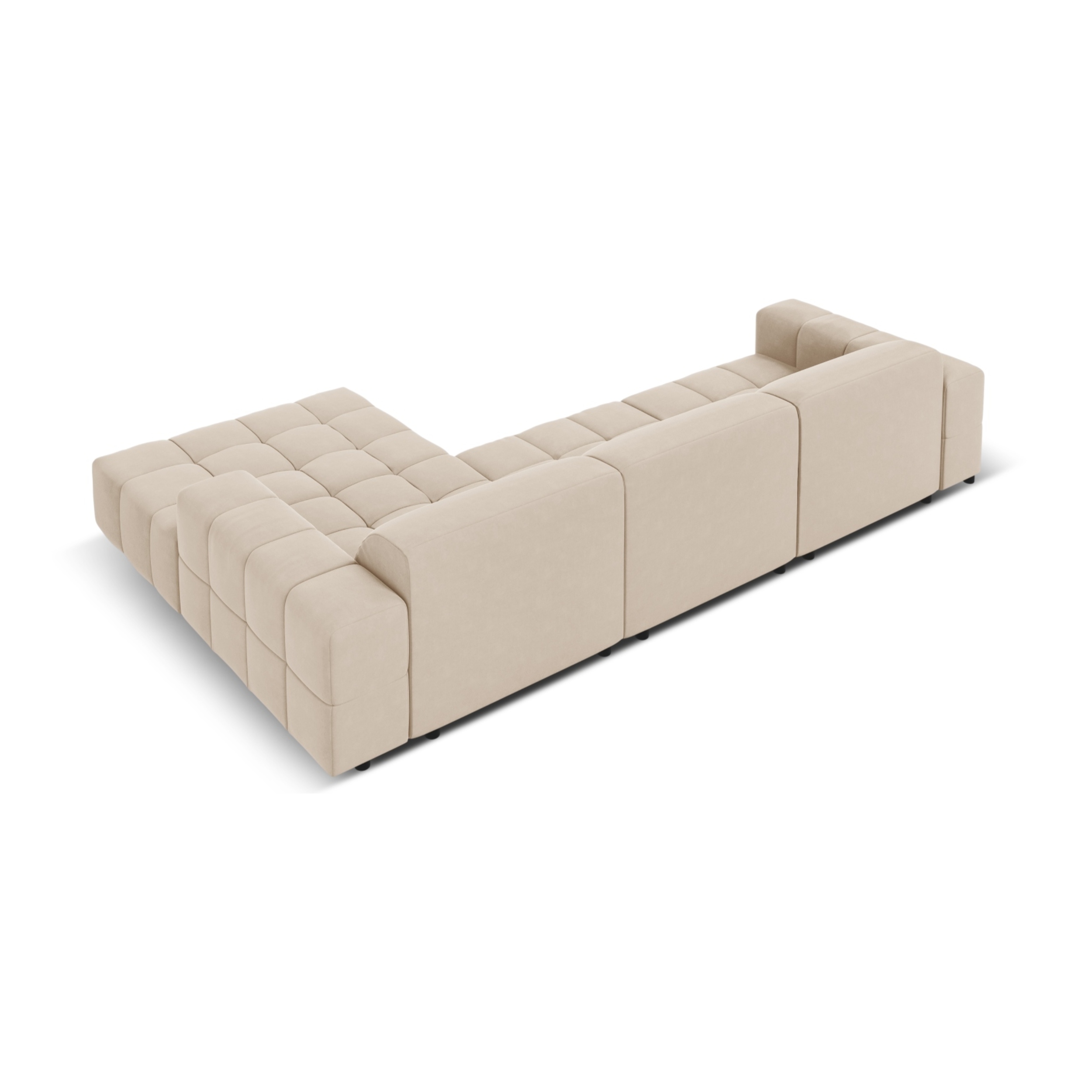 Canapé d'angle droit "Luc" 4 places en velours beige clair