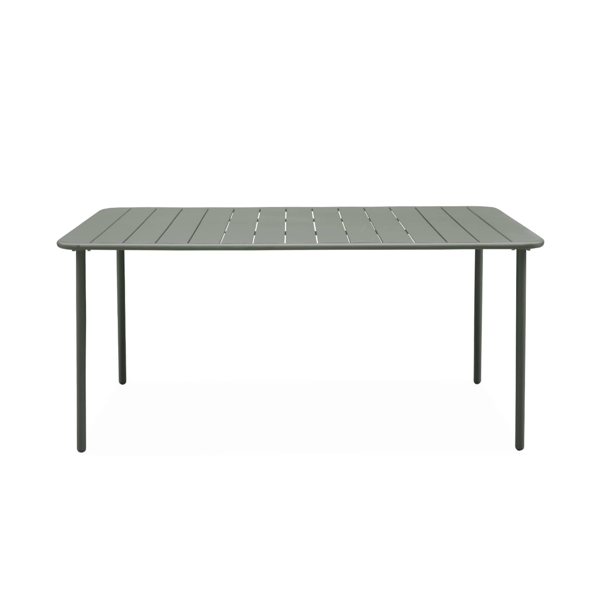 Table de jardin métal 6-8 places. kaki. Amelia. 160x90xH72.5cm