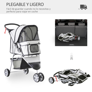 Cochecito Plegable con Ruedas 360Âº de Oxford 75x45x97cm Gris