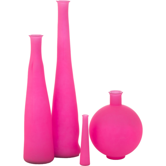 J-Line Vase Bottle Glass Neon Pink Large