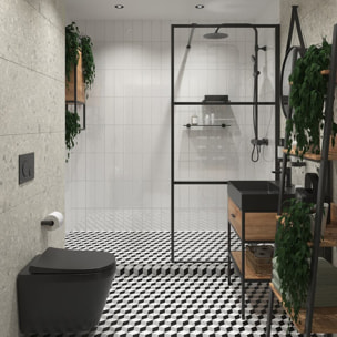 Walk-In set complet paroi de douche à l'italienne 90 cm, anti-calcaire, verre transparent, noir (SIKOWI90CP-SET)