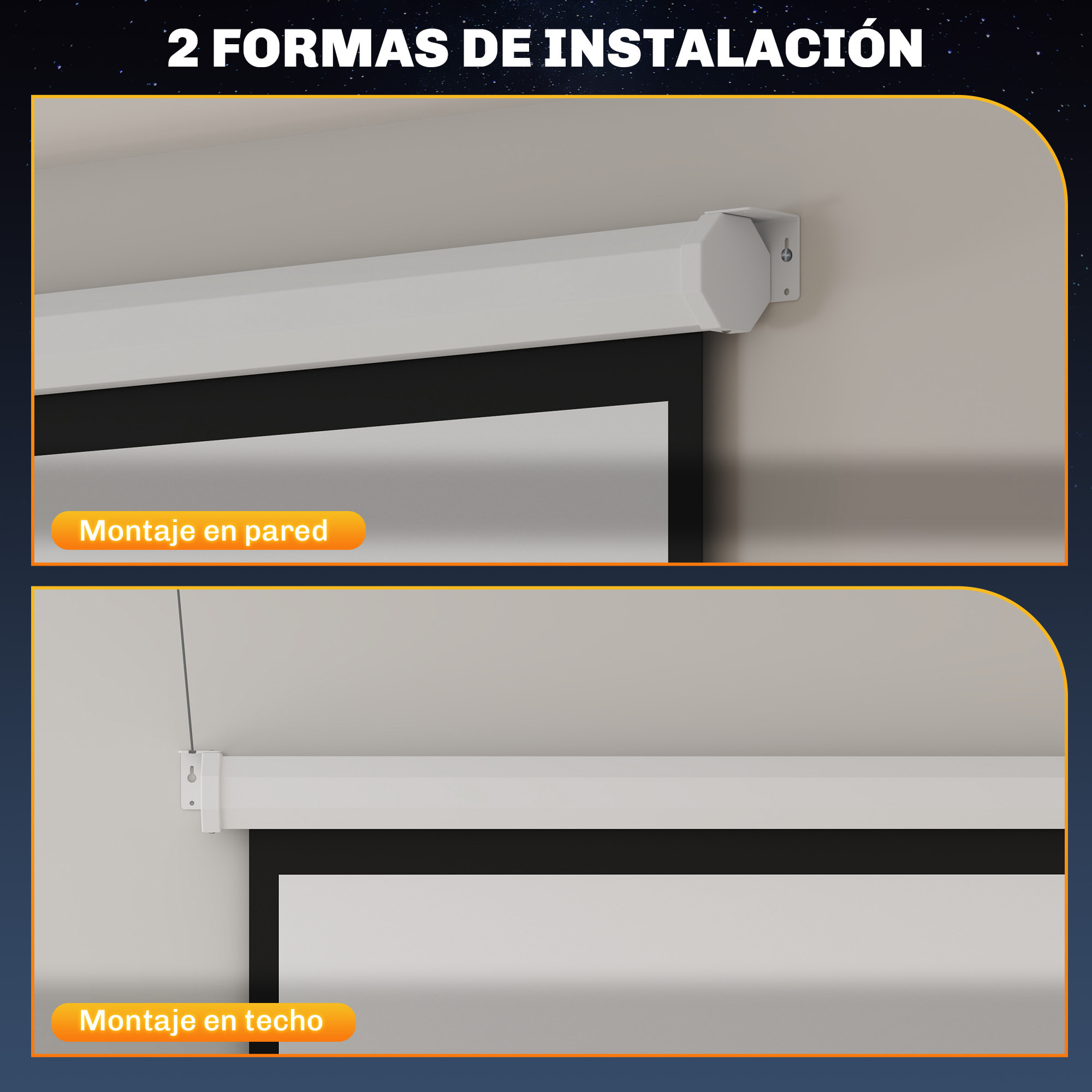 Pantalla de Proyector Manual 120 Pulgadas Pantalla de Proyección Portátil Formato 1:1 Ángulo de Visión de 160° para Interior y Exterior Cine en Casa Patio 207x207 cm Blanco