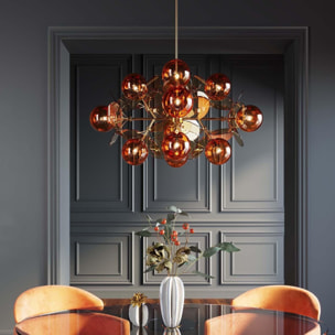 Suspension Globo fleurs ambre Kare Design