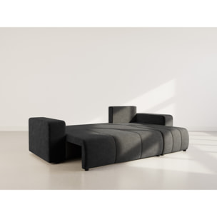 Nicole - canapé d'angle réversible 4 places convertible avec coffre en tissu - Gris Anthracite