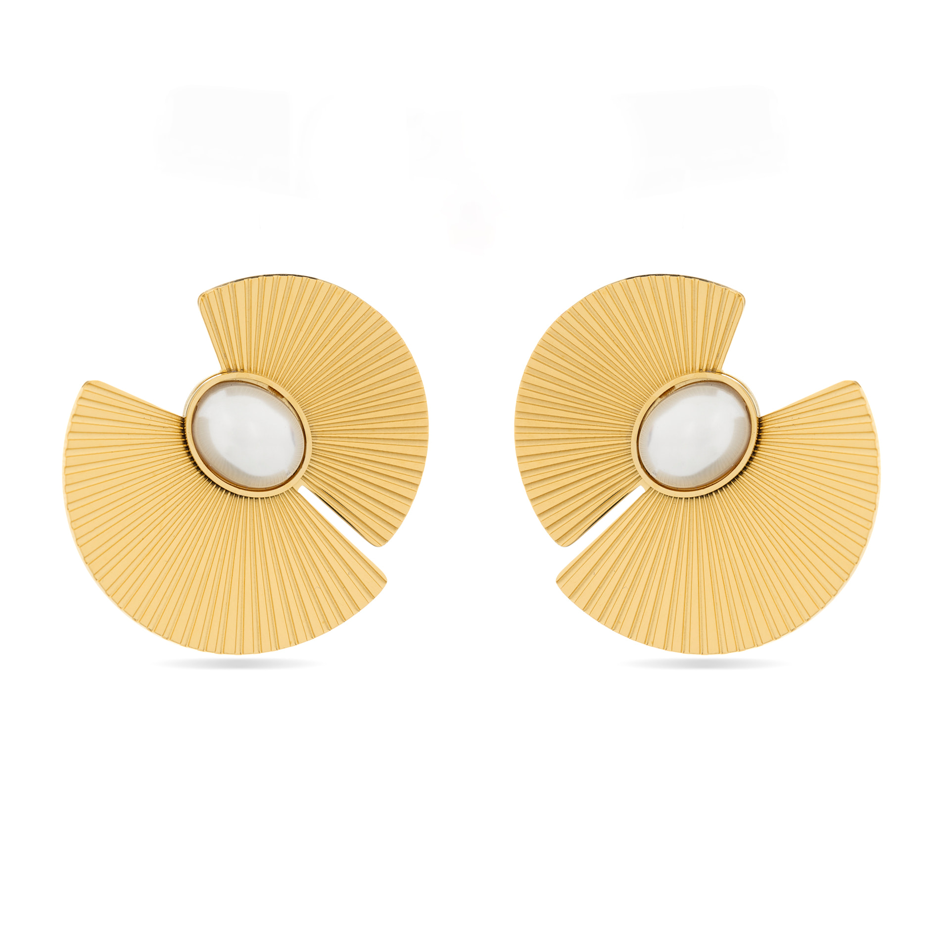 Pendientes de Perla Blanca acabados en oro amarillo de 18K- Lessa