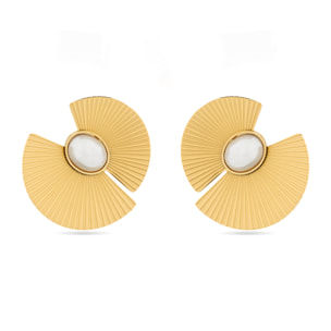 Pendientes de Perla Blanca acabados en oro amarillo de 18K- Lessa