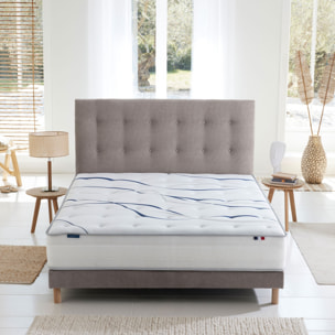 Ensemble matelas mousse HD NUVIA + sommier, chenille bouclettes Gris clair
