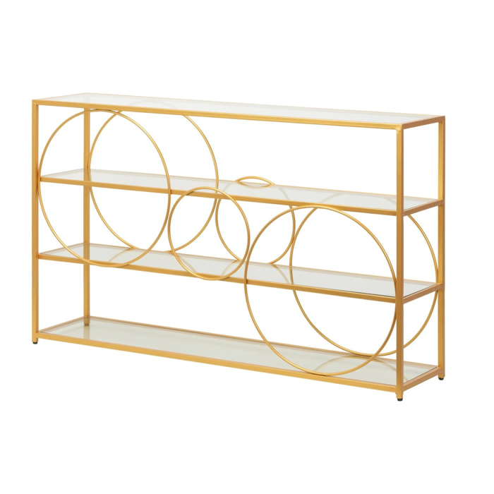 Consola Metal Dorado C/ Cristales 130x30x80 Cm