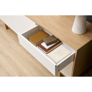 Buffet scandinave bois et blanc 2 portes 3 tiroirs L195 cm SID