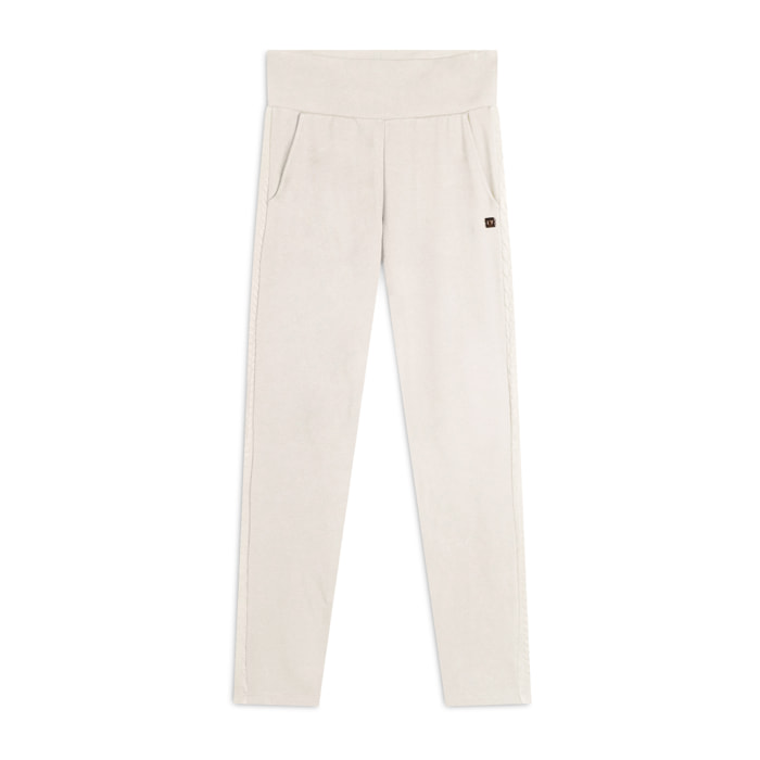 Pantalone donna in felpa viscosa con bande intrecciate