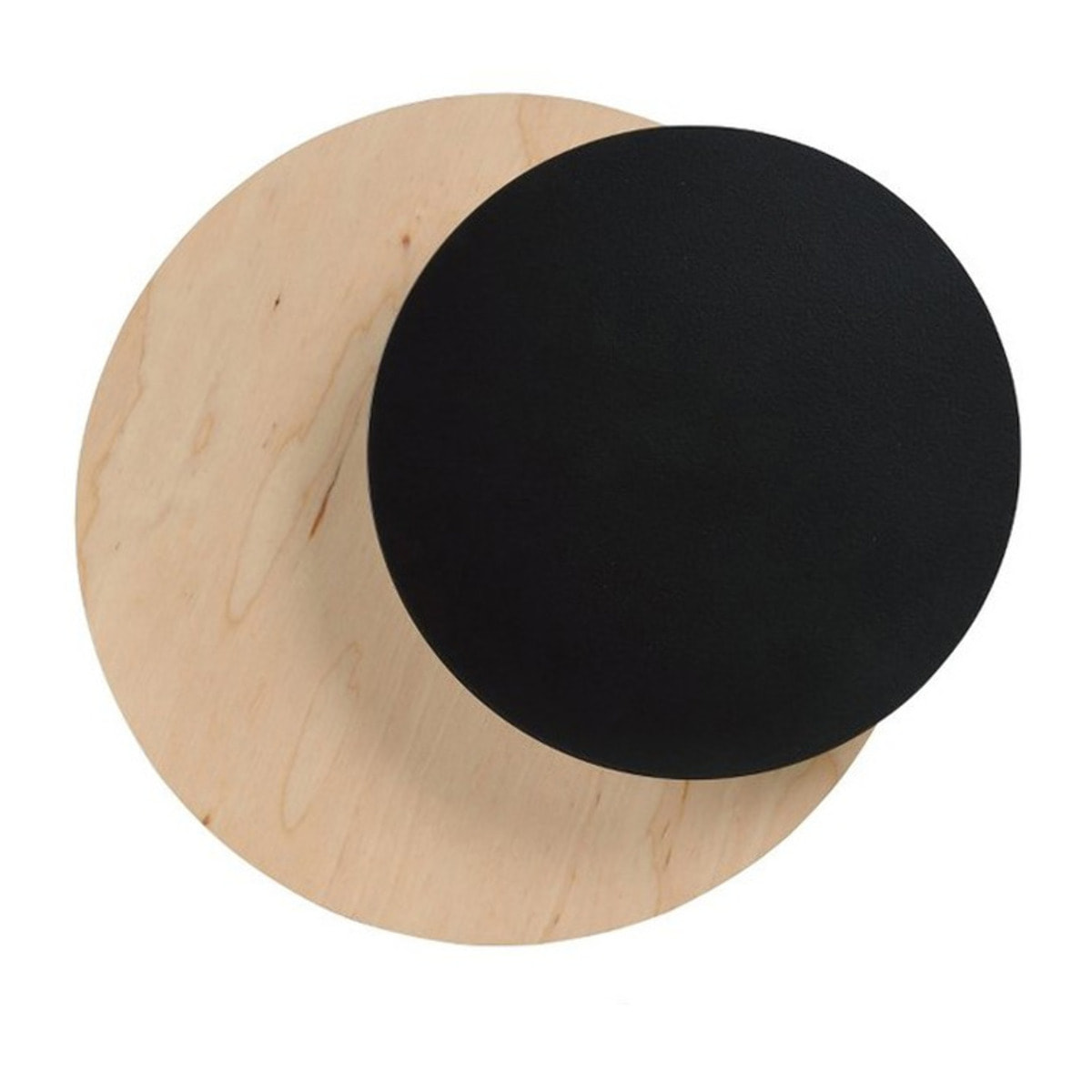 Lampada a parete Circle in acciaio nero opaco e legno