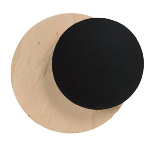 Lampada a parete Circle in acciaio nero opaco e legno