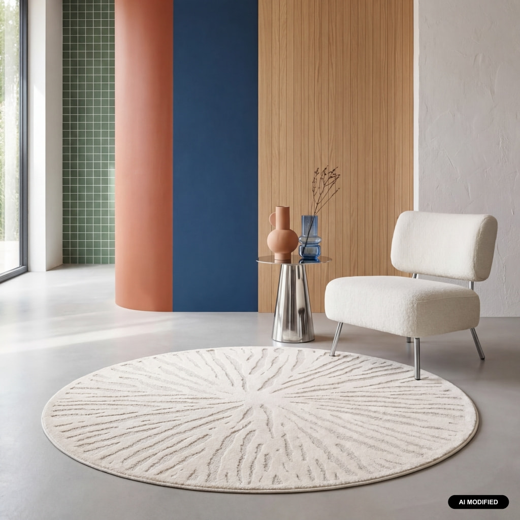 Tapis intérieur rond Ø160cm crème HELEN