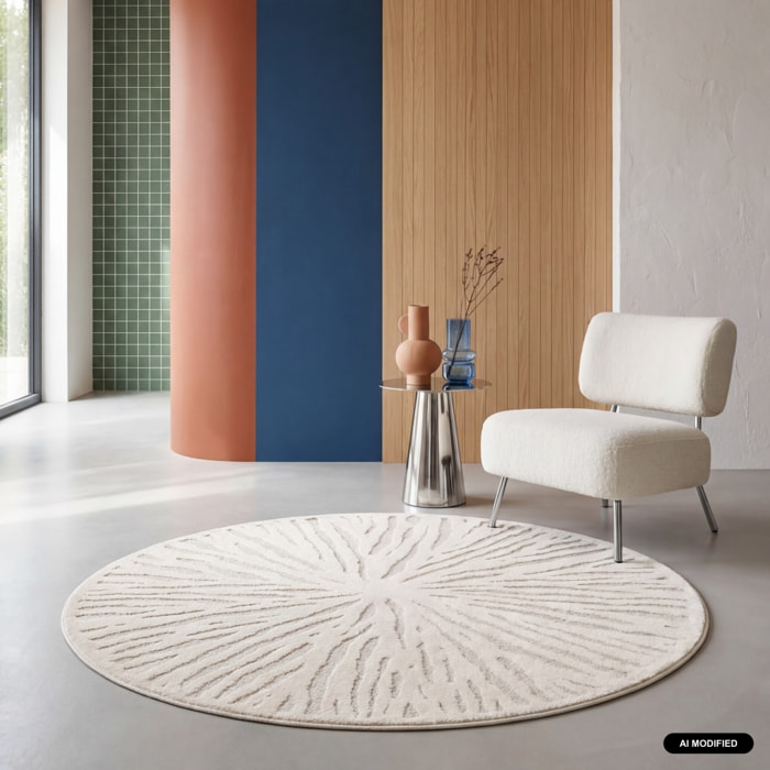 Tapis intérieur rond Ø160cm crème HELEN