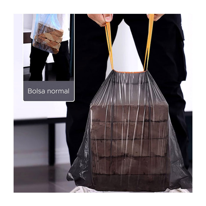 Joybos - 5 rollos de bolsas de basura negras con cordón