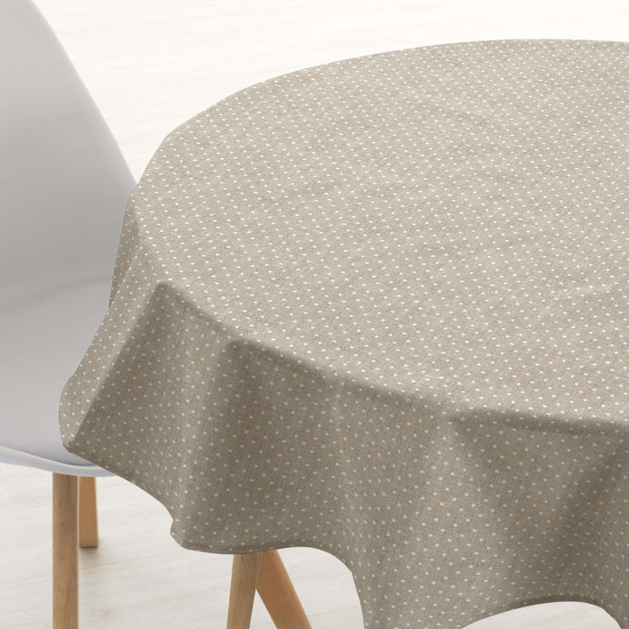 Nappe ronde en résine anti-taches Plumeti blanco