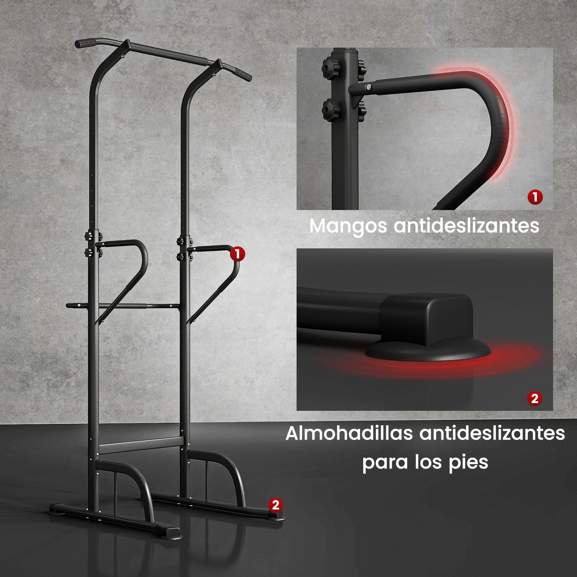 Barra de Dominadas Altura Regulable 180-212 cm, Estación de Fondos Resistente para Gimnasio en Casa, Máquina Dominadas Multifuncional, para Entrenamiento de Fuerza, Carga 120 kg