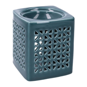 Bruciaessenze in ceramica blu quadro cm10x10h12